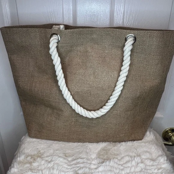 JUTE BEACH TOTE BAG “BEACH PLEASE! - Picture 2 of 7